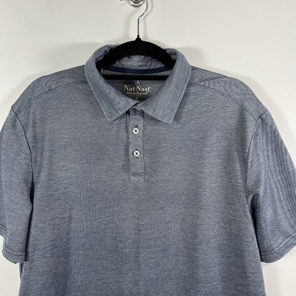 Nat Nast Polo Shirt Mens L Blue‎ Luxury Originals Short Sleeve Golf Performance - Picture 3 of 10